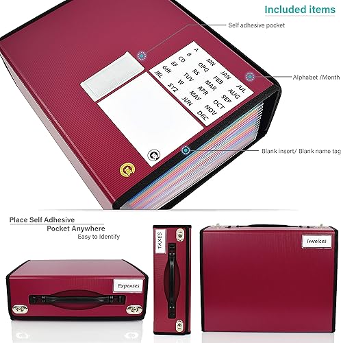 Miniatura 5 de CNK Carpetas de archivos de acordeón con 24 bolsillos, organizador para documentos, carpetas de almacenamiento de documentos, carpeta expandible