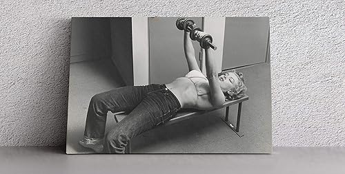 Miniatura 3 de MW MERWEZI Marilyn Monroe Poster en el gimnasio lienzo de pared arte decorativo para el hogar 45 x 30 pulgadas estirado en madera