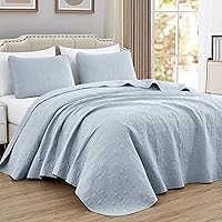 Vista 14 de Chezmoi Collection Luca - Juego de colcha de 3 piezas extragrande, tamaño king, verde azulado - Edredón de verano de microfibra ligera de 118 x 106