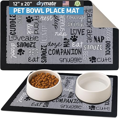Miniatura 183 de Drymate Mantel individual con tazón para mascotas, tapete de alimentación de alimentos para perros y gatos, tela absorbente, respaldo impermeable