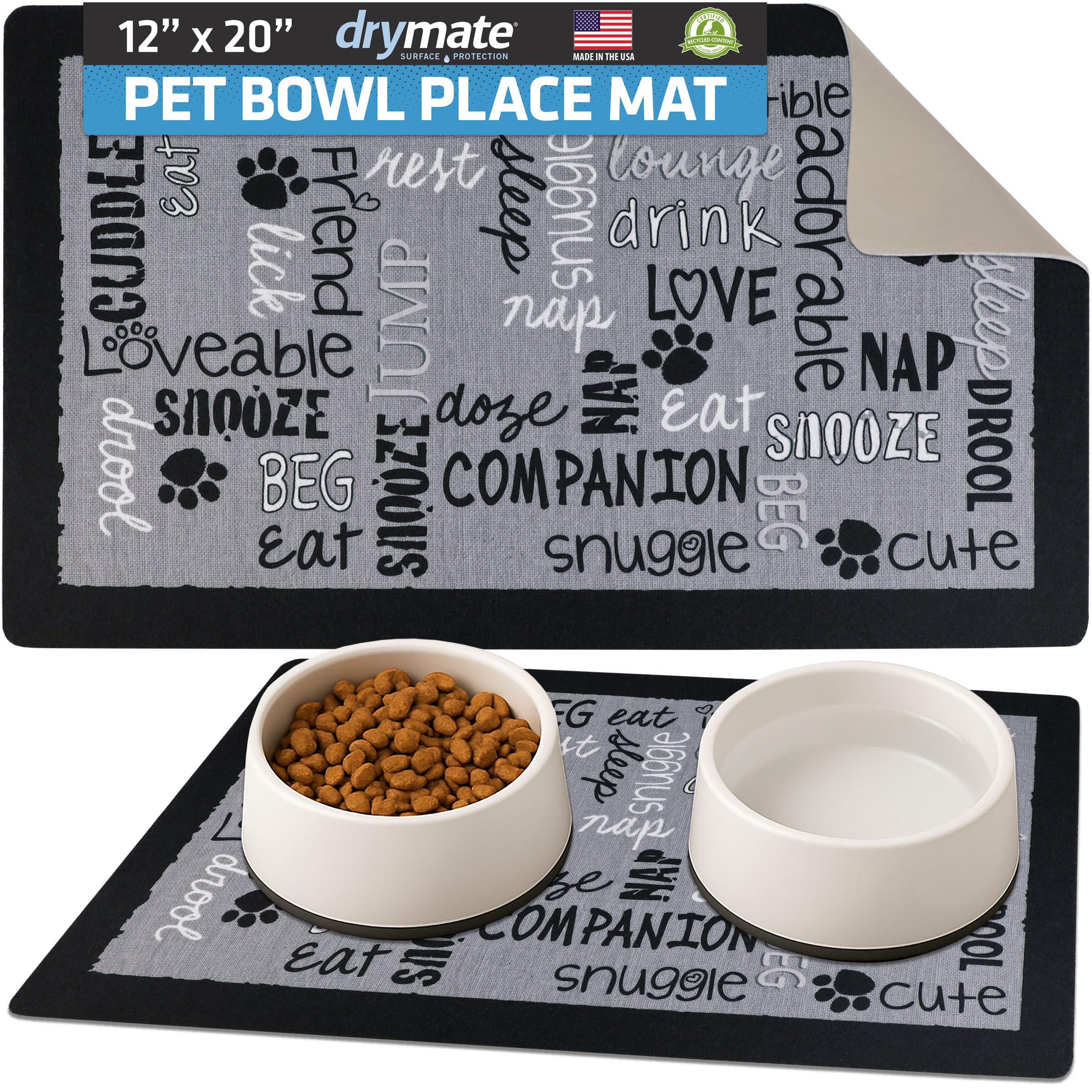 Mats For Dogs & Cats Linen Black 12 X 20 Inch/30 Cms X 50 Cms