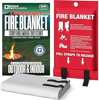 Emergency Fire Blanket, 40x40 UM9 Fiberglass, Rated to 1076°F, Smothers Kitchen, Home, RV & Camping Fires, Fire Suppression Blanket, National Park Foundation Partner - Fiberglass 1-Pack