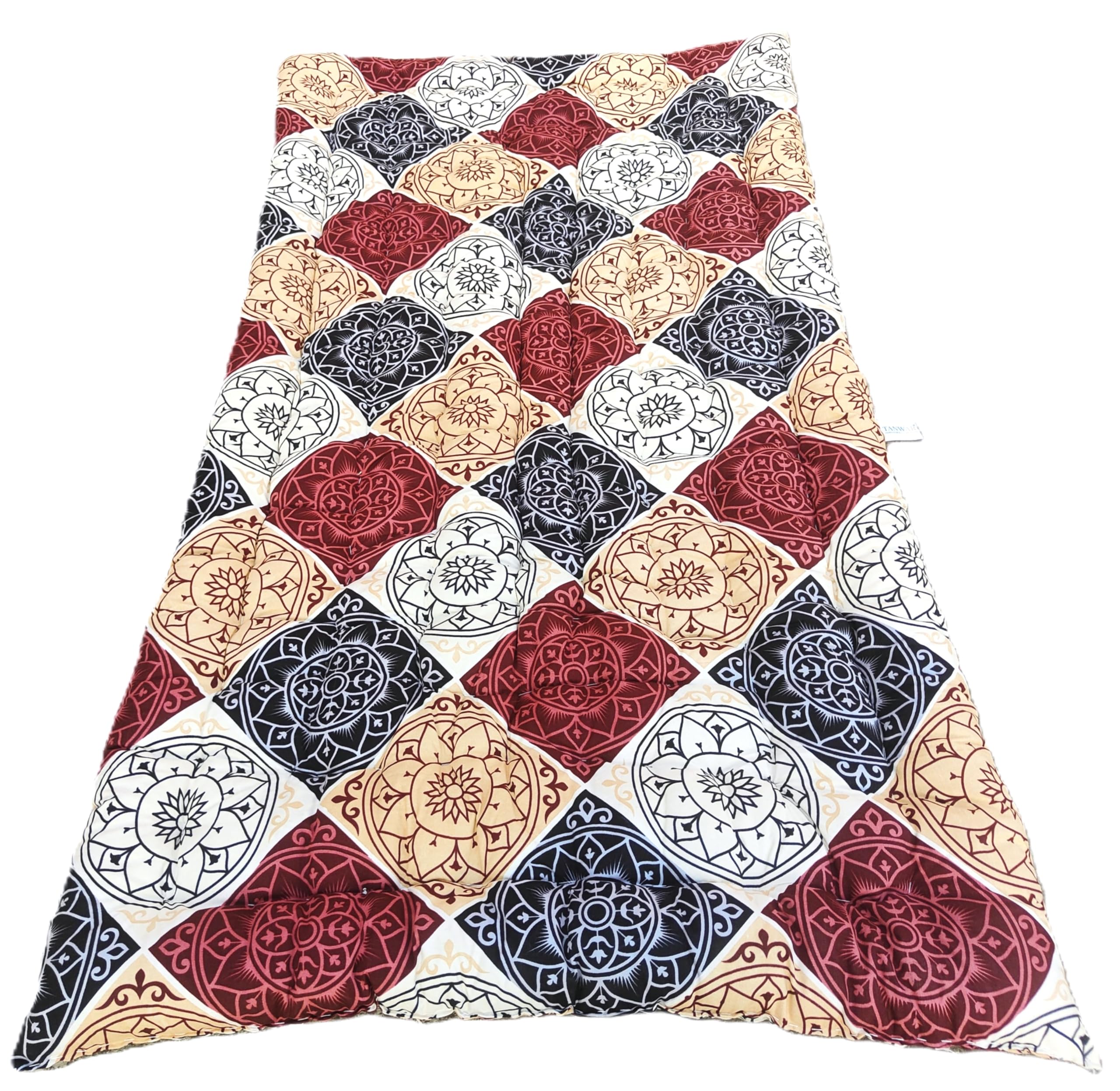 Single | Handmade Quilted Floor Mattress 72x36| Patchwork Floor Gadda | Cushion, Decorative Sleeping Mattress, Multi Color Floral Cotton Gadda Kantha Style Bedding-image-26
