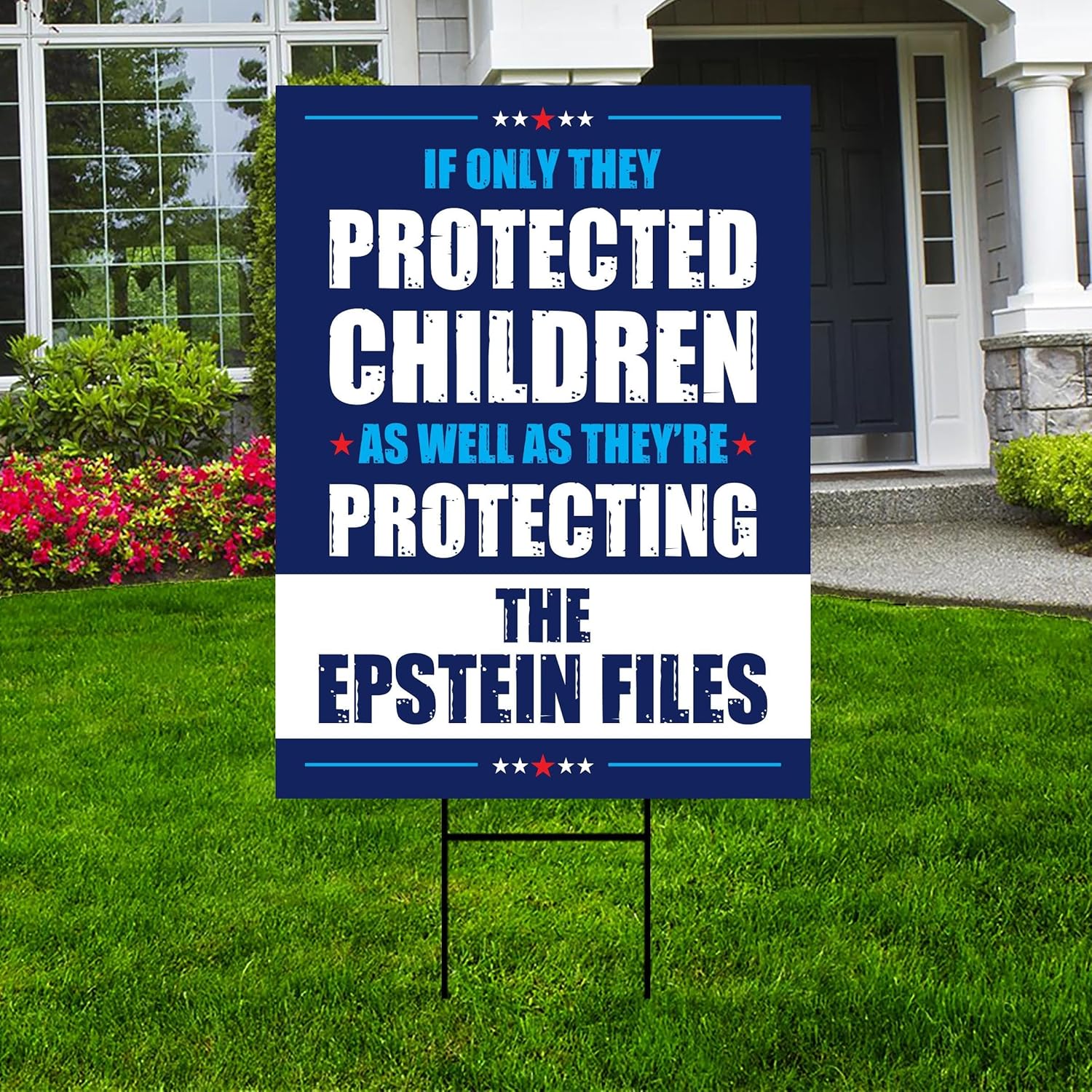 The Epstein Files Protest Yard Sign - Anti-Trump, No Kings In America, Pro Democracy, Resist Fascism Sign with Metal H-Stake, VP25380 (Multicolor, 24" x 18", Double Sided)