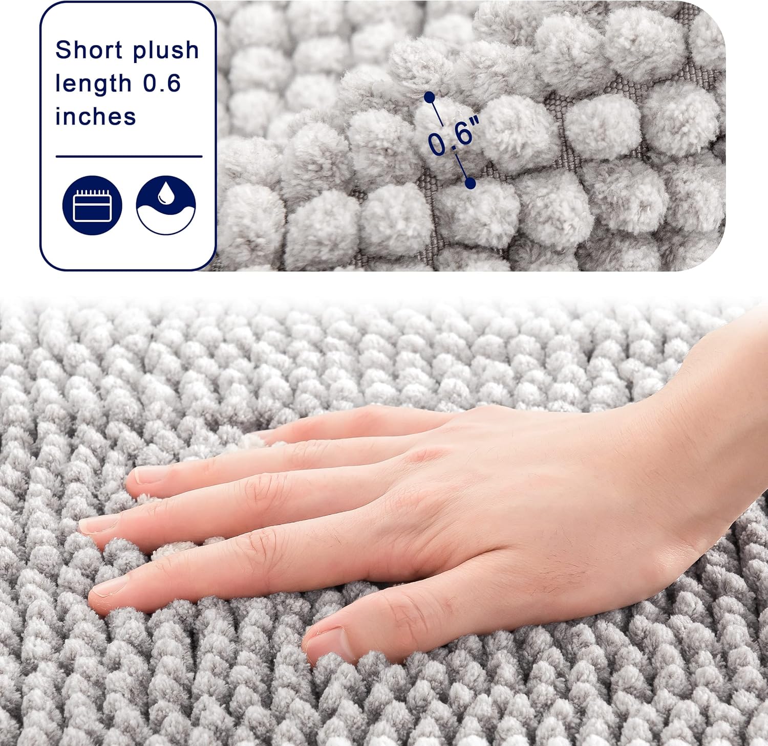 subrtex Bathroom Rugs Chenille Bath Mat Gradient Stripe Pattern Soft Plush Bath Rug Shower Mat Water Absorbent Shower Mat Quick Dry Machine Washable(Taupe,20" x 32") : Home & Kitchen