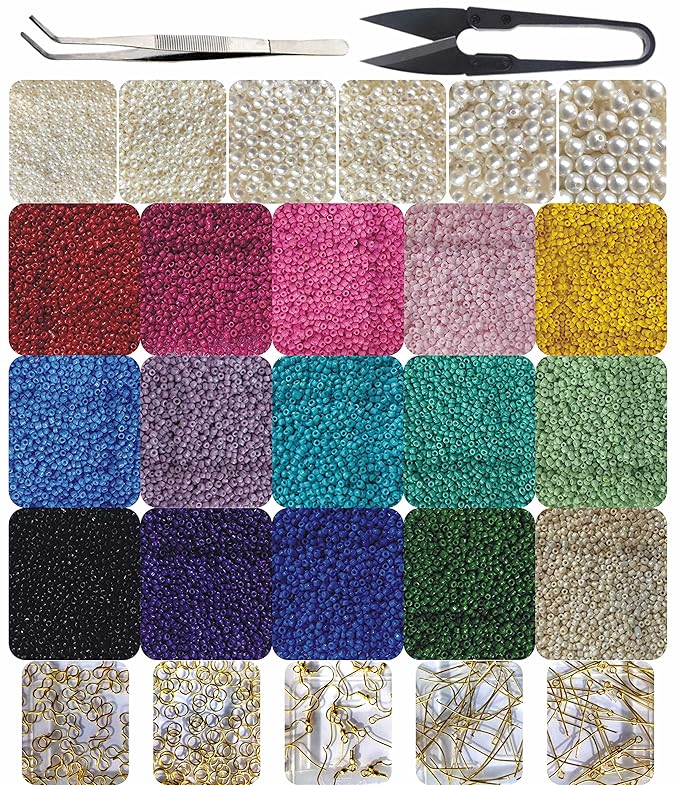 INDIKONB 18500 Pc 28 in 1 Jewellery Making Materials Kit for Earrings