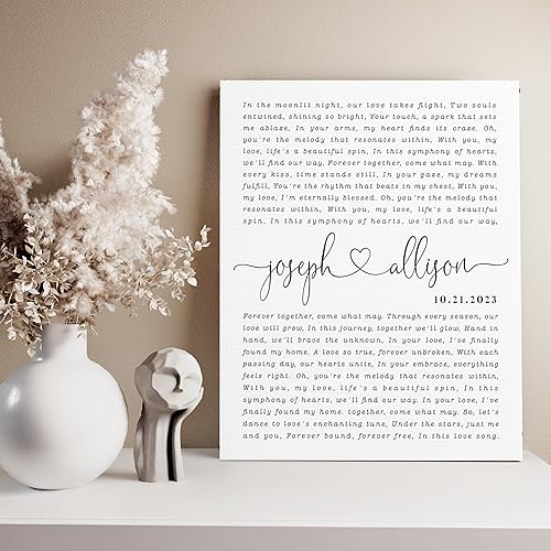 Miniatura 3 de Póster de letras de canciones personalizadas, regalo de aniversario de boda, arte de pared para parejas, letras de canciones de boda personalizadas,