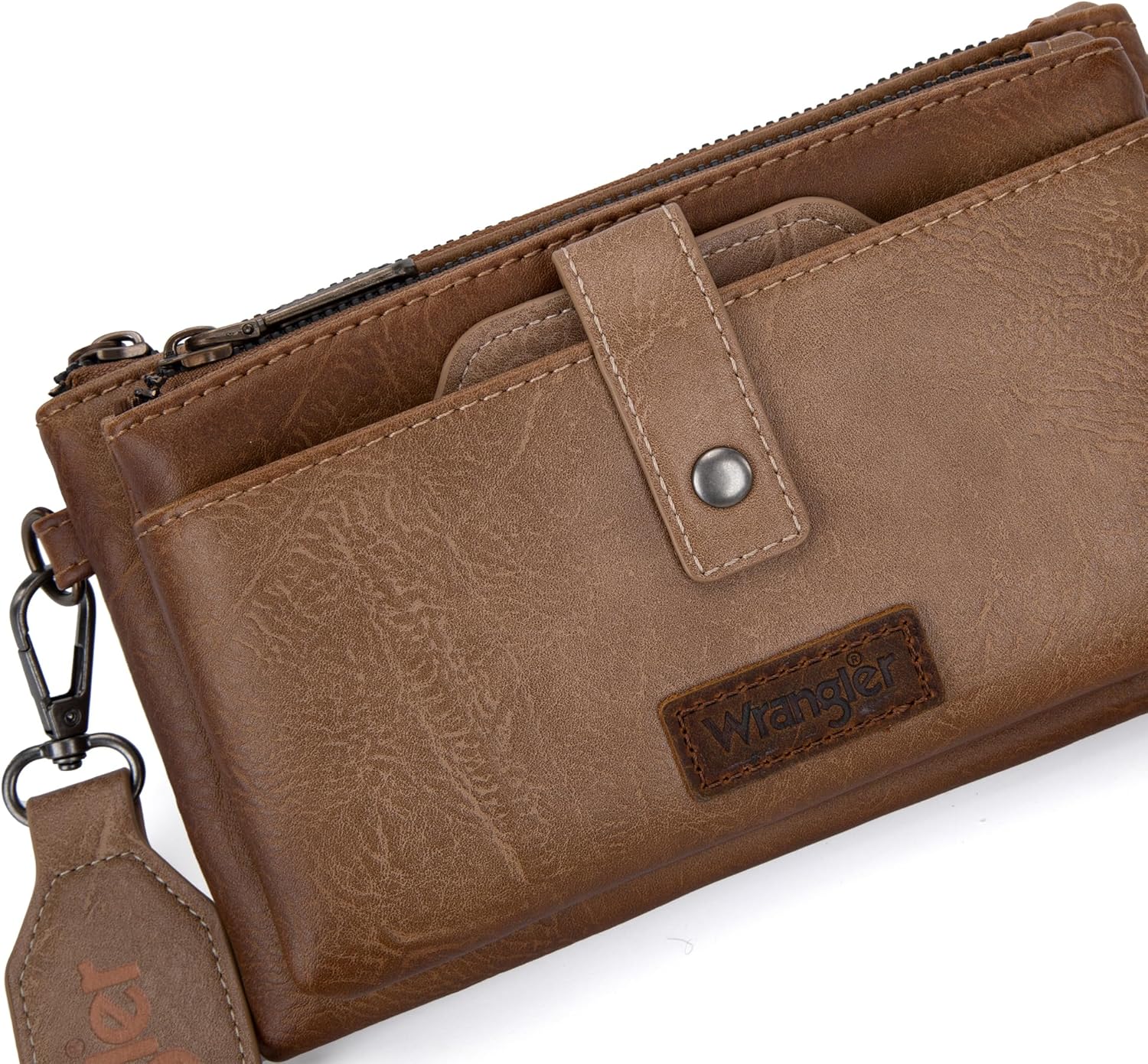 Wrangler Crossbody Wallet Purses Multi-function Card Holder Small Purse with Double Zipper - Image 4