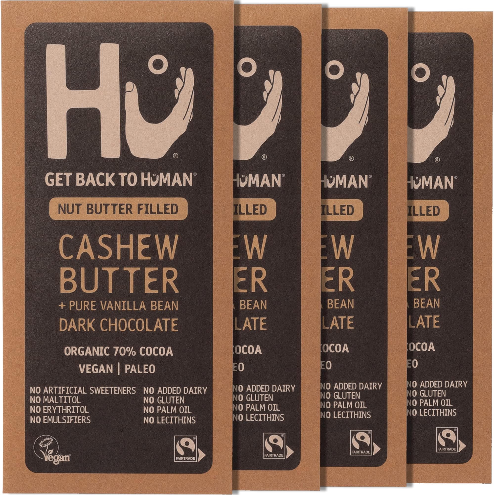 Hu Cashew Butter and Pure Vanilla Bean Dark Chocolate Bar, 4 x 60 g - Vegan & Paleo Friendly