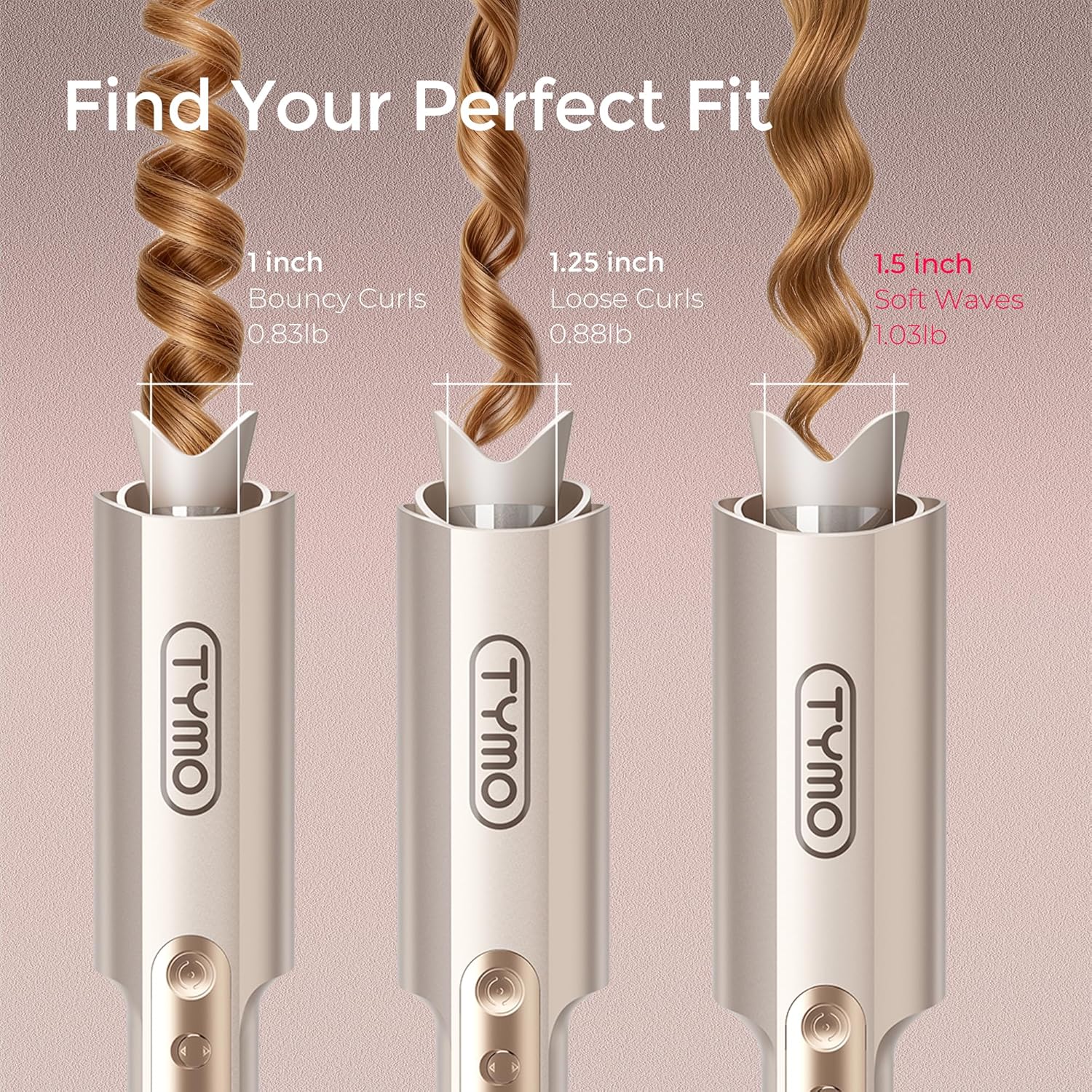 TYMO CurlPro Plus Automatic Rotating Curling Iron - Upgraded Long Barrel Curling Wand for Long Hair, Ceramic Hair Curler for Women, Anti-Scald, Tangle-Free, 600M Ionic, Dual Voltage, Gold, 1 1/2 Inch