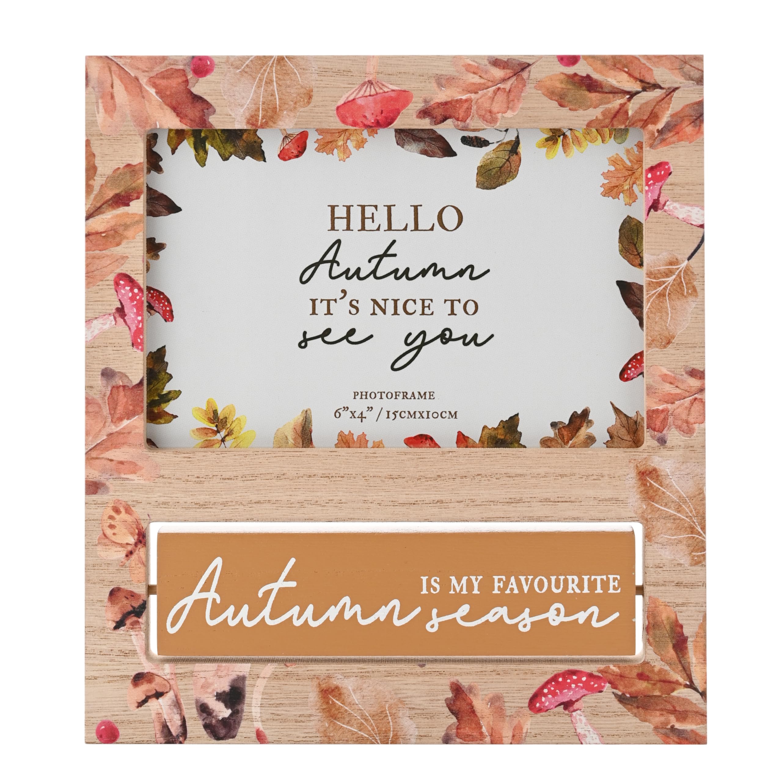 Widdop and Co. - Country Living - Wall Mounted/Self Standing Photo Frame 4" x 6" - Autumn Natural. Autumnal Home Décor Gifting Decorative Sign for Living Room, Kitchen or Bedroom. H: 20cm x W: 18cm.