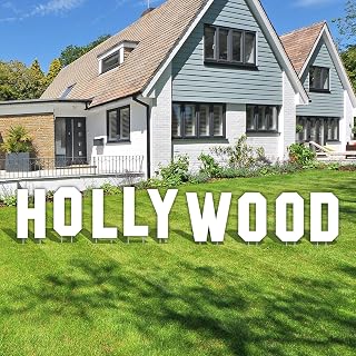 18-Inch Hollywood Yard Sign Letters with Stakes by Solid White Corrugated Plastic Lawn Letters Non-Printed American Made 9 Letters
