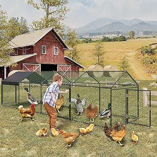 Metal Chicken Coop, 86" L×40" W×40" H Chicken Runs for Yard with Waterproof Cover, Portable Chickens Coop, Walk in Hen House for Ducks, Chickens, and Small Pets