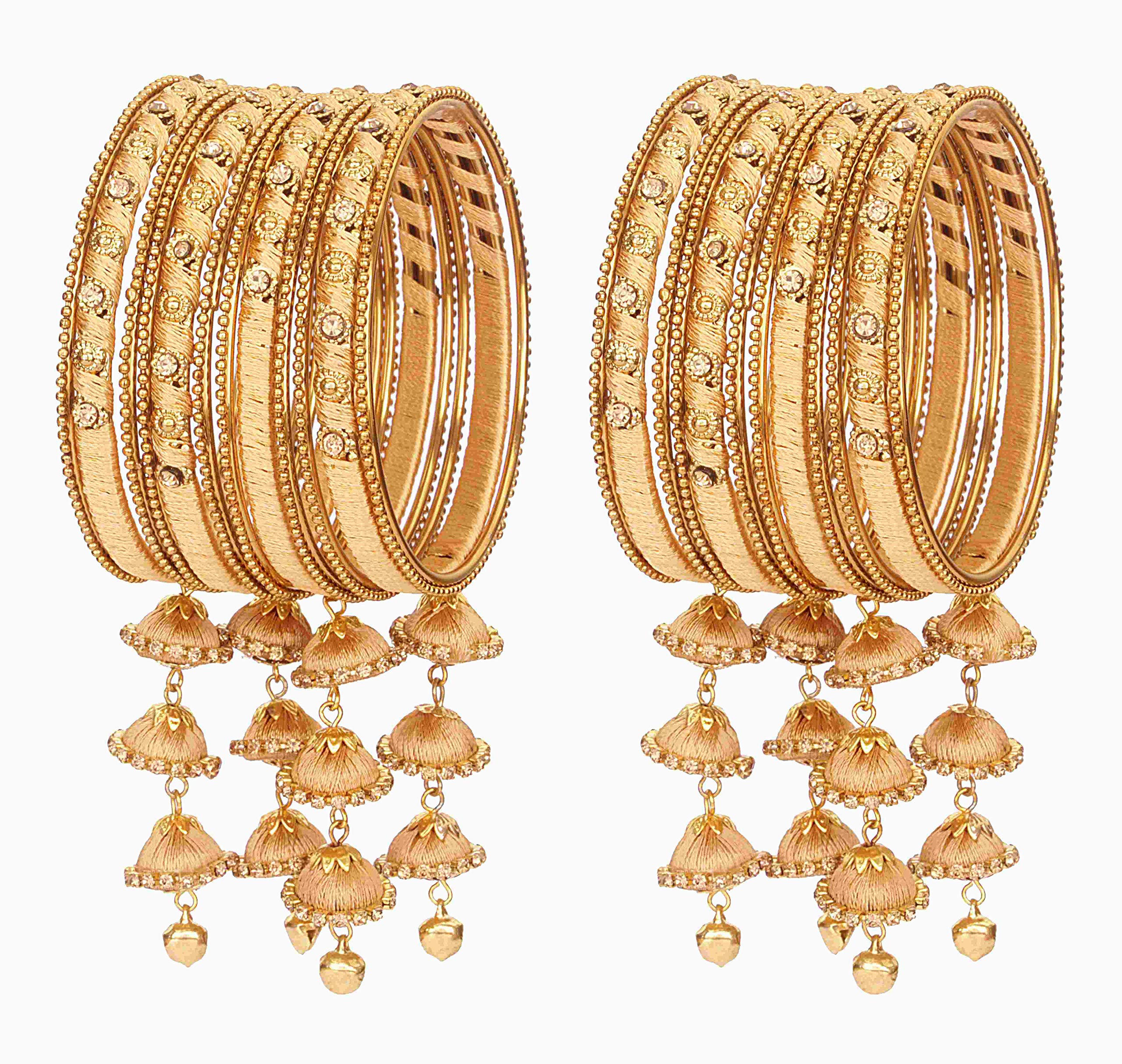 ZULKA Get your traditions Valentine Gift for Girls & Women Silk Thread Latkan Bangle Set With Zircon For Women & Girls (Pack of 2 Set, Golden-2.2) (B07XY7SGY4) Amazon Price History, Amazon Price Tracker