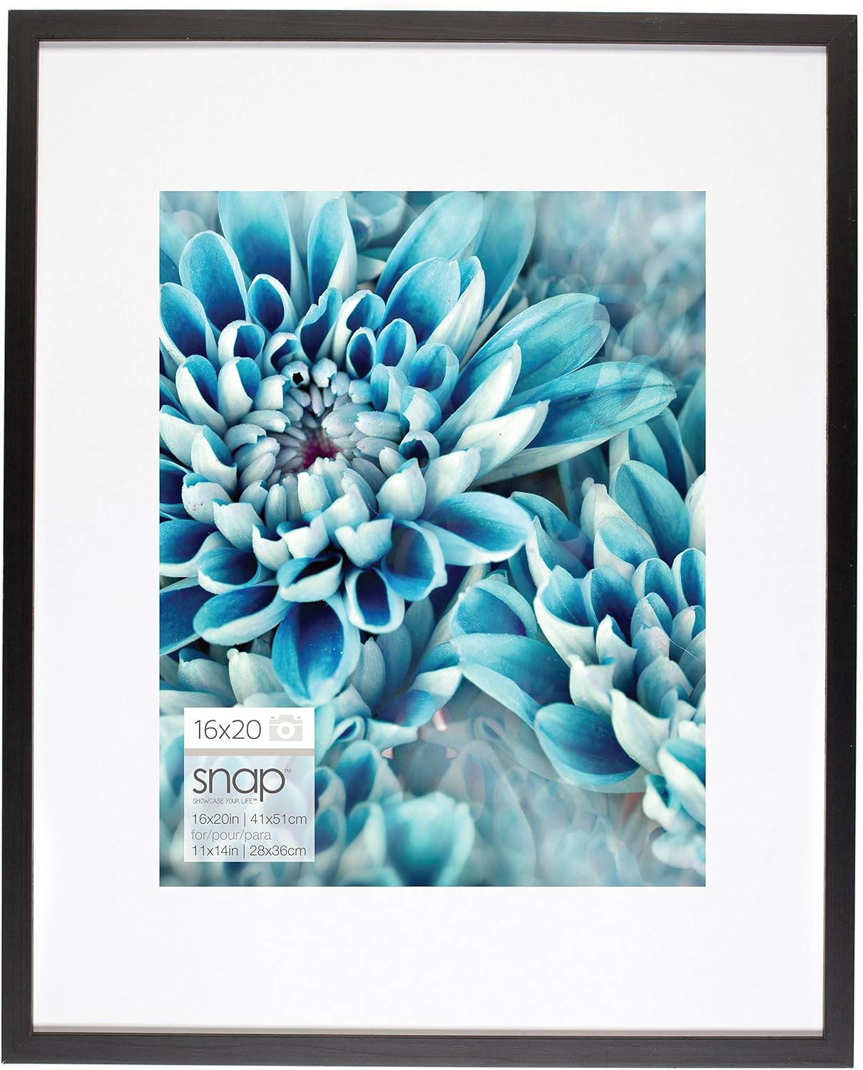 Snap 16x20 Black Wall Picture Frame with Single White Mat for 11x14 Picture