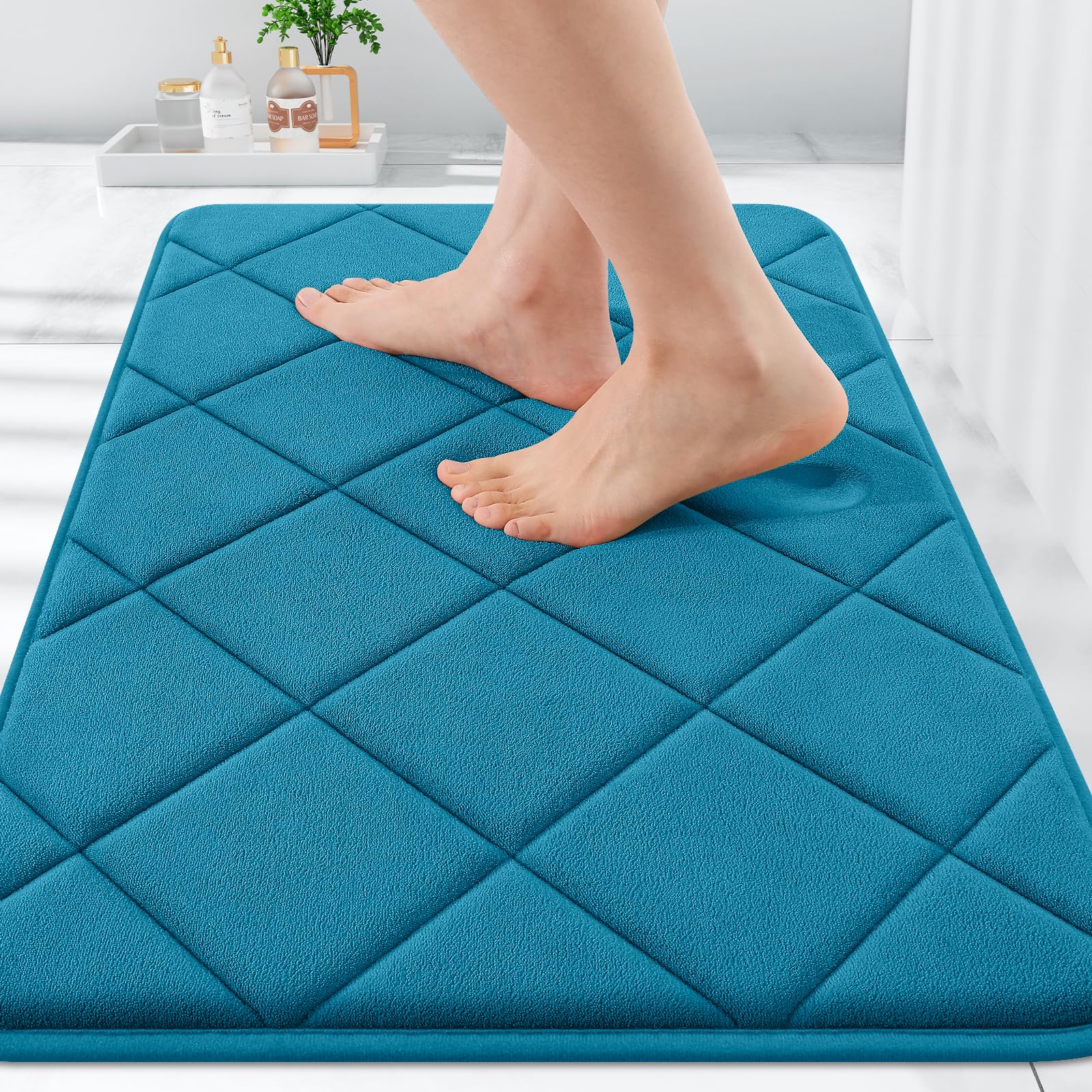 OLANLY Memory Foam Bath Mat 30x20, Ultra Soft and Absorbent Bathroom Rugs, Machine Washable, Comfortable Bath Carpet for Bathroom Floor, Tub and