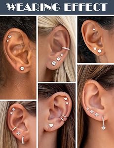 Yiorxu Lot De 4 Paires Boucles D'Oreilles Argent 925 Zircon Cubique 5A+ – 3/4/5/6mm, Élégantes Et Hypoallergéniques