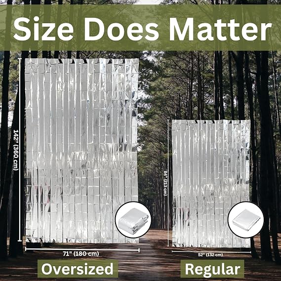 Emergency Zone 71x142 Inch Oversized Emergency Blanket, Reflective Thermal Blanket. Available in Single, 2, 3, 4, 5, 30 & 120 Packs