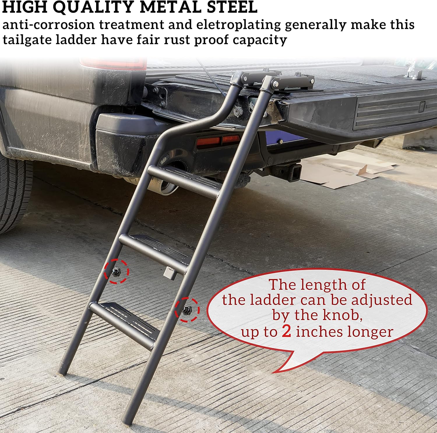 Universal 42" Foldable Pickup Truck Tailgate Ladder, Heavy Duty Folding Tailgate Step Ladder with Lock Device Universal Fit for Pickup Truck (F150, RAM 1500 etc.) Accessories
