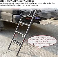 Vista 5 de Escalera plegable universal de 42 pulgadas para puerta trasera de camioneta, escalera plegable resistente con dispositivo de bloqueo, ajuste