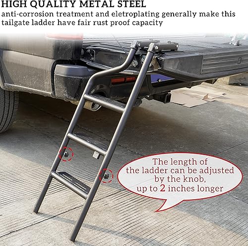 Miniatura 5 de Escalera plegable universal de 42 pulgadas para puerta trasera de camioneta, escalera plegable resistente con dispositivo de bloqueo, ajuste