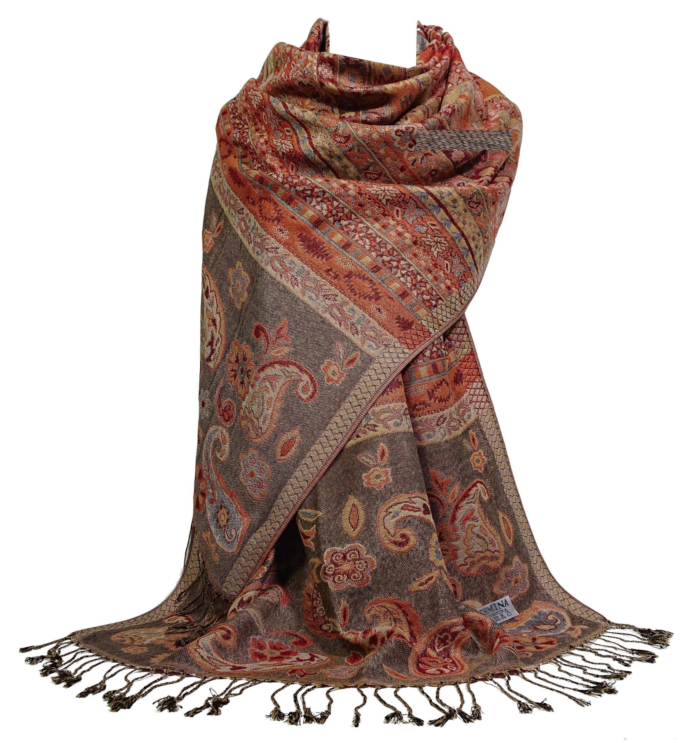 Écharpe pashmina mosaïque cachemire gris, le cadeau idéal - 7