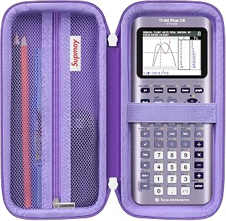 Calculator Case Compatible with Texas Instruments TI-84 Plus CE/TI-84 Plus/TI-83 Plus/TI-83 Plus CE Color Graphing Calculator, Storage Holder Case with Mesh Pocket for USB Cable, Purple