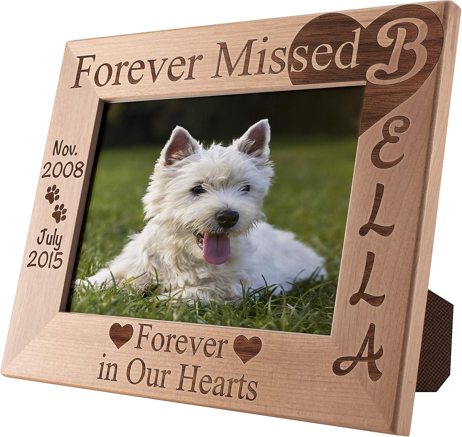 Lara Laser Works Personalized Picture Frame, 5x7 | Forever Missed | Customized Memorial Pet Picture Frames, Custom Engraved with Name & Years - Cat, Dog, Horse Owner Gift