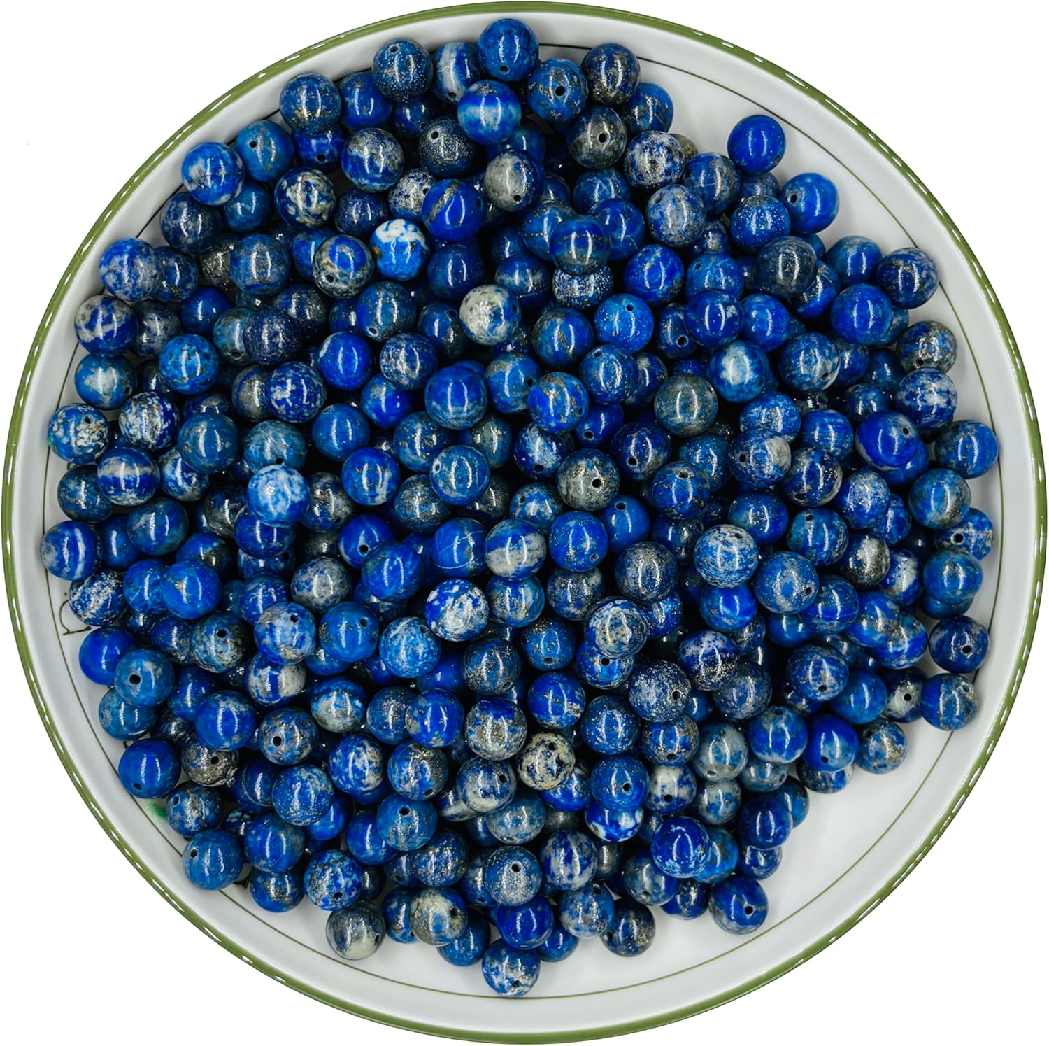 4mm 100PCS Natural Lapis Lazuli Round Beads, Deep Blue Pyrite-Flecked Loose Gemstone Beads for Jewelry Making Craft - 4mm 6mm 8mm 10mm Options with Free Elastic Cord