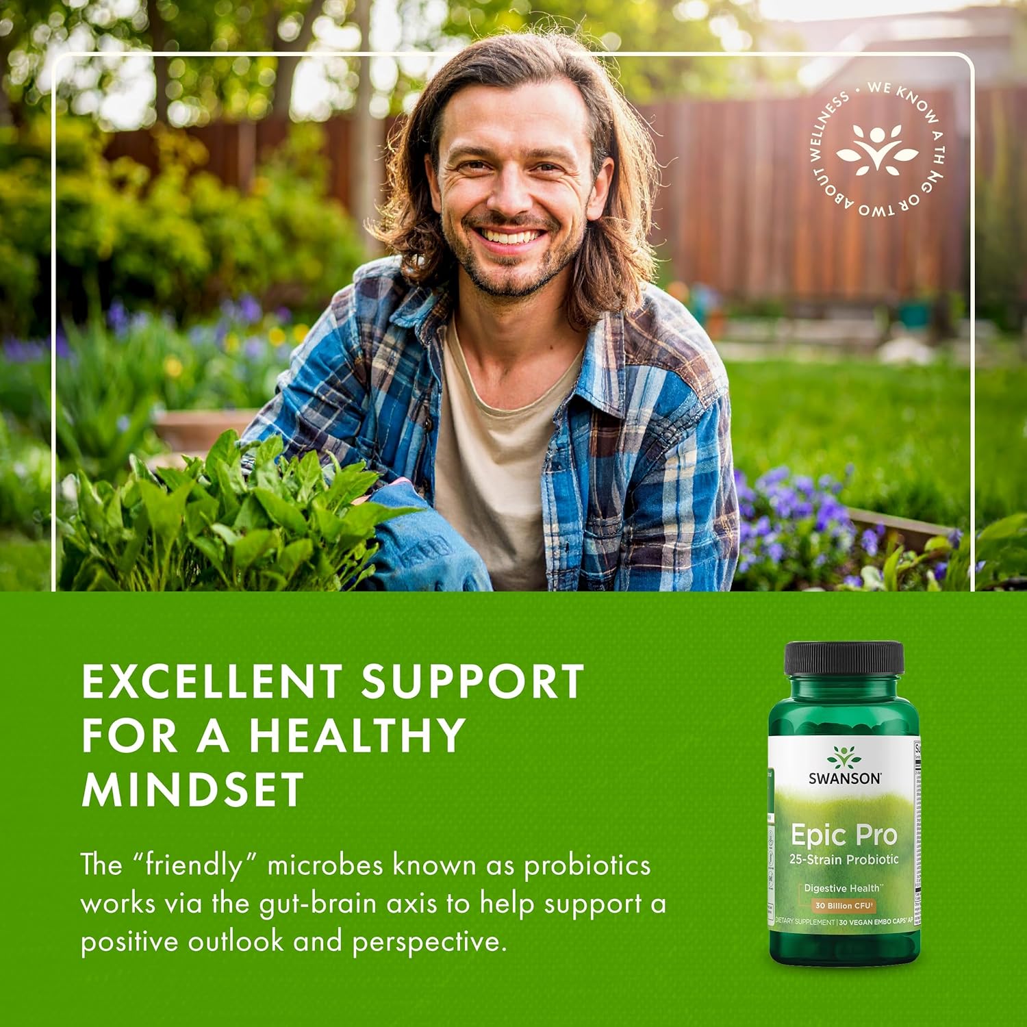 Swanson Epic-Pro 25-Strain Probiotic with Prebiotic FOS for Gut-Health-Conscious Adults Seeking Comprehensive Digestive and Immune Support - 30 Billion CFU (30 Vegan DRcaps, 2 Pack)