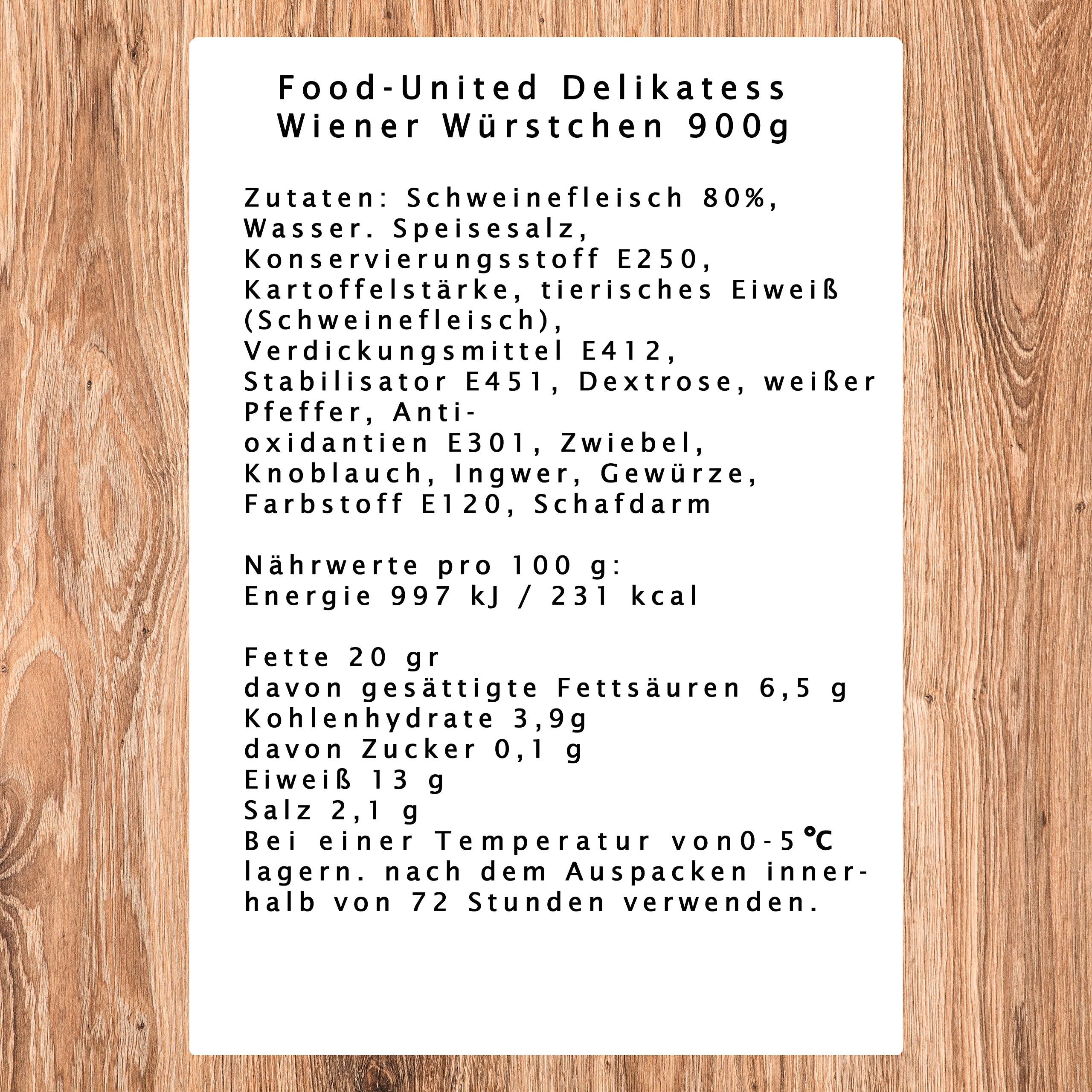 Food-United WIENER WÜRSTCHEN ca. 900g Wienerli-Wienerle Bock-Knacker-Wurst bekannt auch als Frankfurter Würstchen Würstel ideale Hand-Snack-Wurst passend zu Eintöpfe Suppen oder als Currywurst (900g)