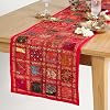 RAJRANG Lollipop Red Table Runner 40 x 182 cm Hand Embroidered Colorful Patchwork Boho Bohemian Decorative Cotton Cloth Placemat for Living Room Wedding Party Decor