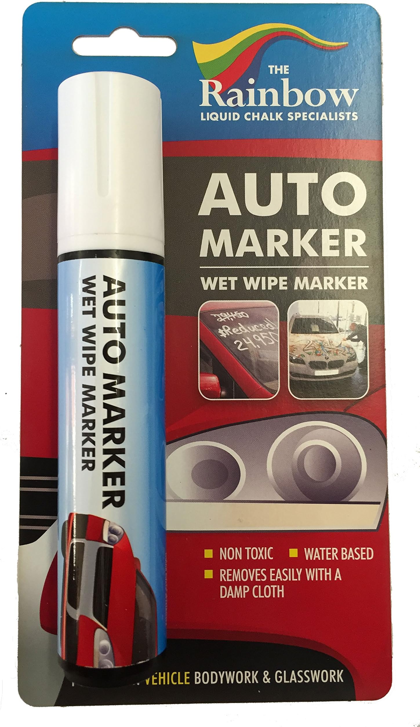 Window Markers for Glass Washable Car Window Paint Pen- Dry Erase Liquid Chalk Marker Car Decorations on All Surfaces, Tire, Windshield - Auto Marker, Autowriter, Rain Resistant (White, Jumbo Tip)