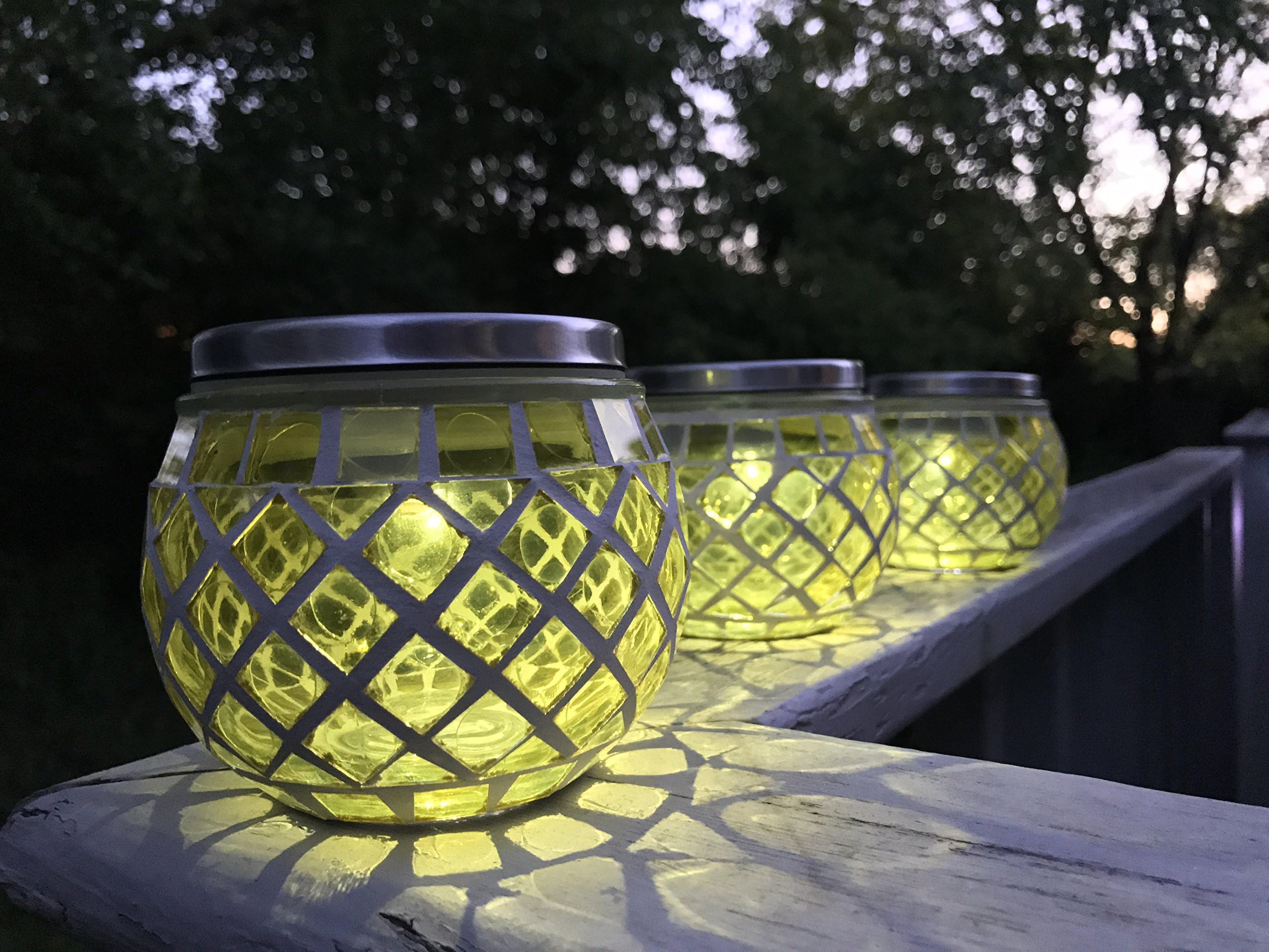 Solar Mosaic Lanterns - Chartreuse - Set of 3