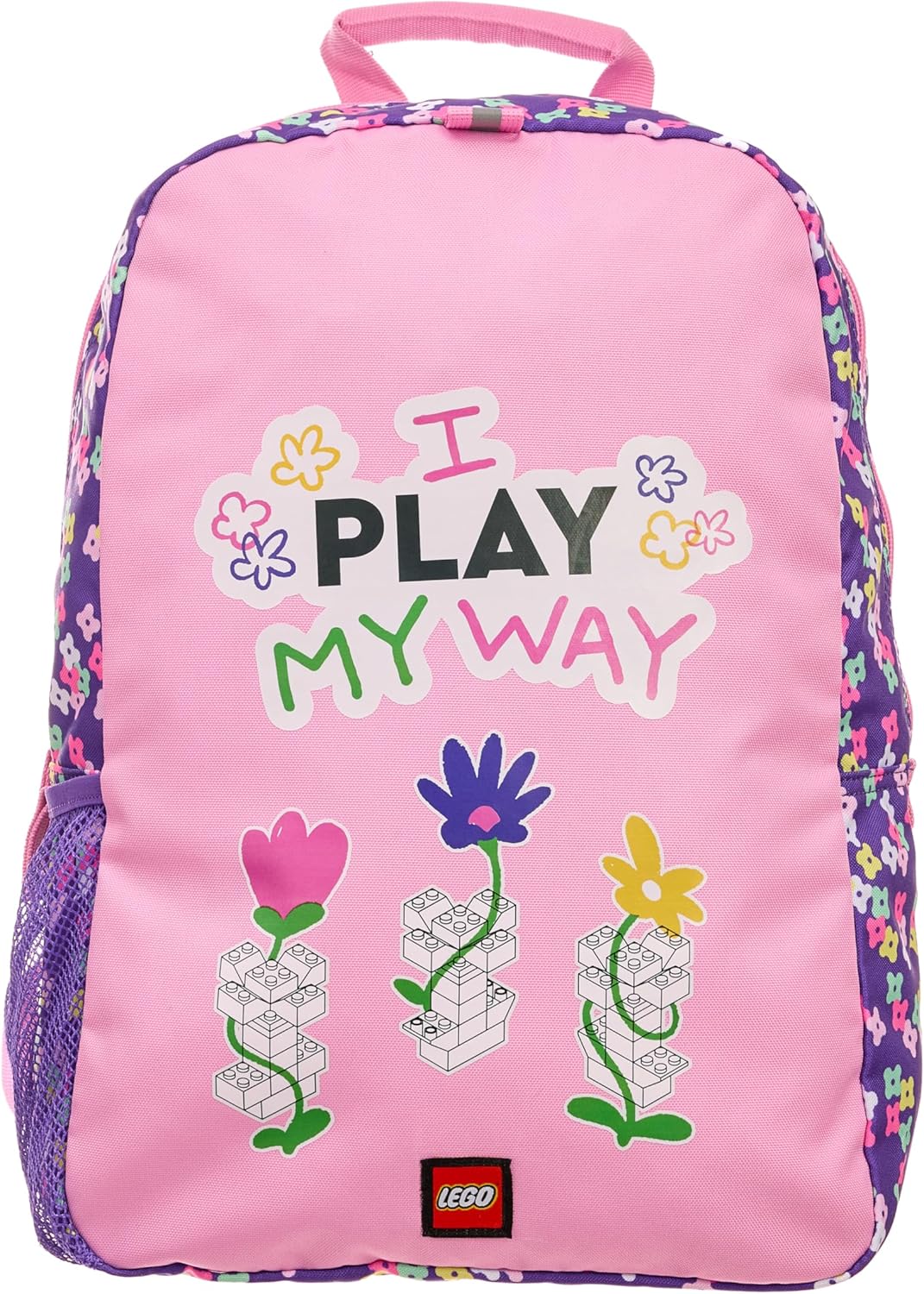 LEGO Iconic Prints Kids School Backpack Bookbag, for Travel, On-the-Go, Back to School, Boys and Girls, with Adjustable Padded Straps and Fun patterns, I Play My Way