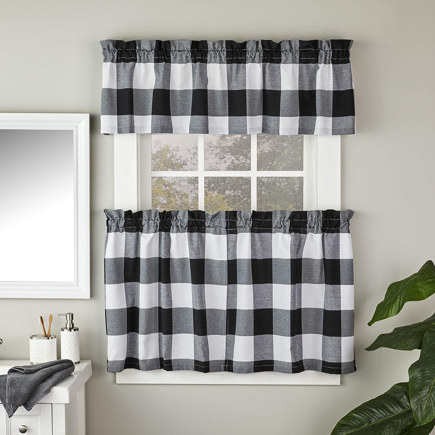 SKL Home by Saturday Knight Grandin Valance, 58x13, White/Black, W 13" x L 58" (1 Panels) - Image 5