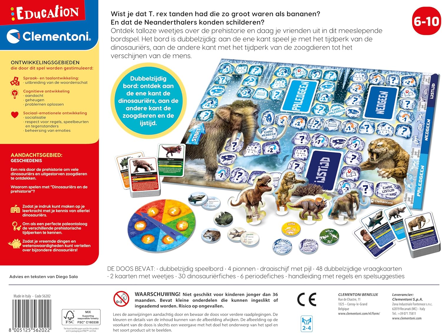 Clementoni Dinosaur Quiz Game for Children, Multicoloured, 56202
