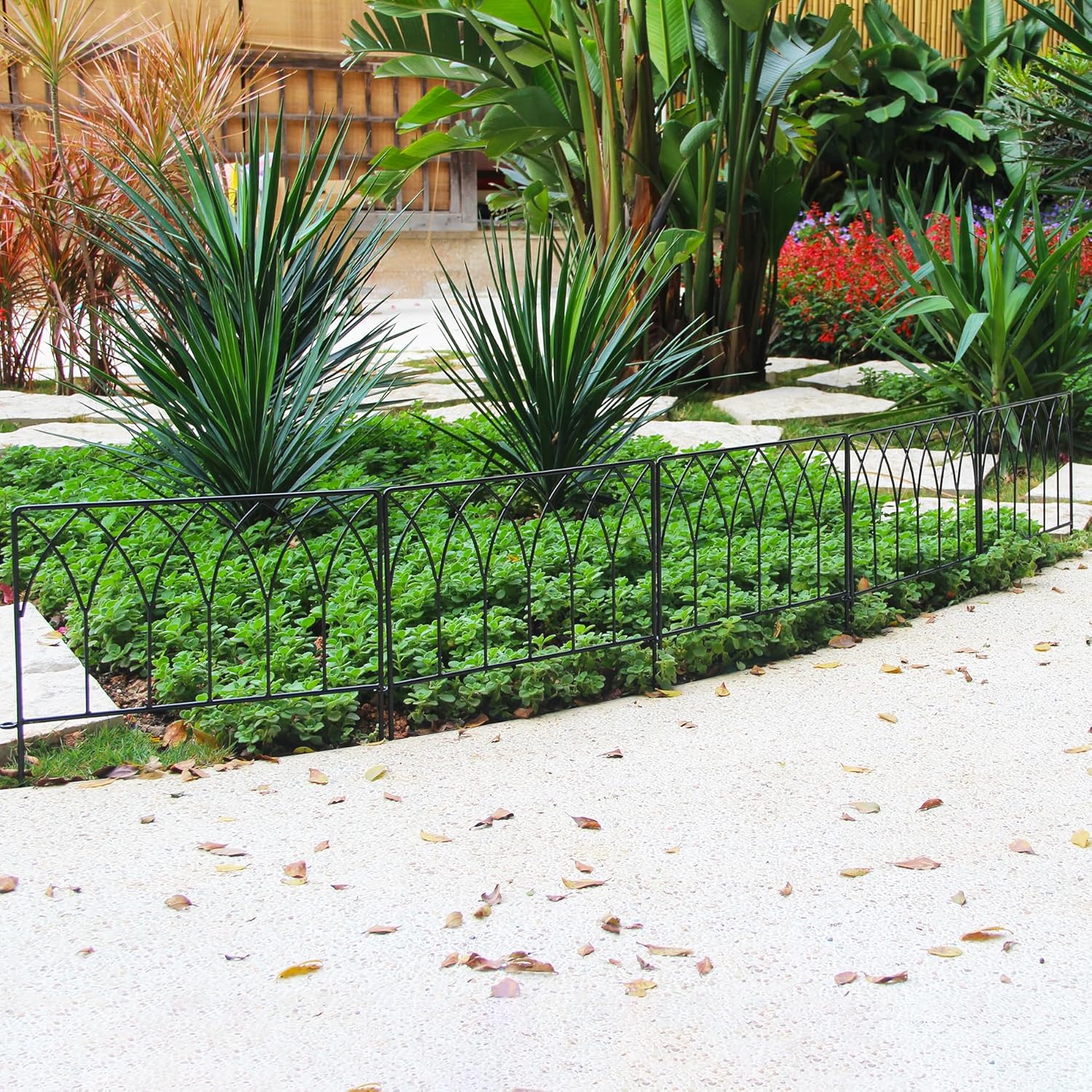 5 Pack Decorative Fence Metal Garden Fence 16in x 7.5ft Panel Set Animal Barrier Border Edging