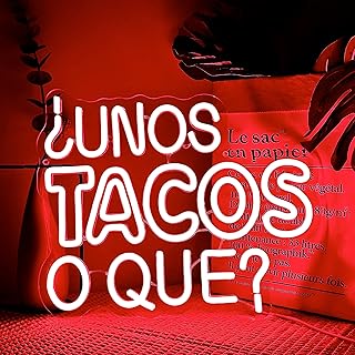 Tacos Red LED Neon Sign Mexican Food Wall Decor for Taco Bars, BBQs, Home Kitchens, Restaurants, Food Trucks