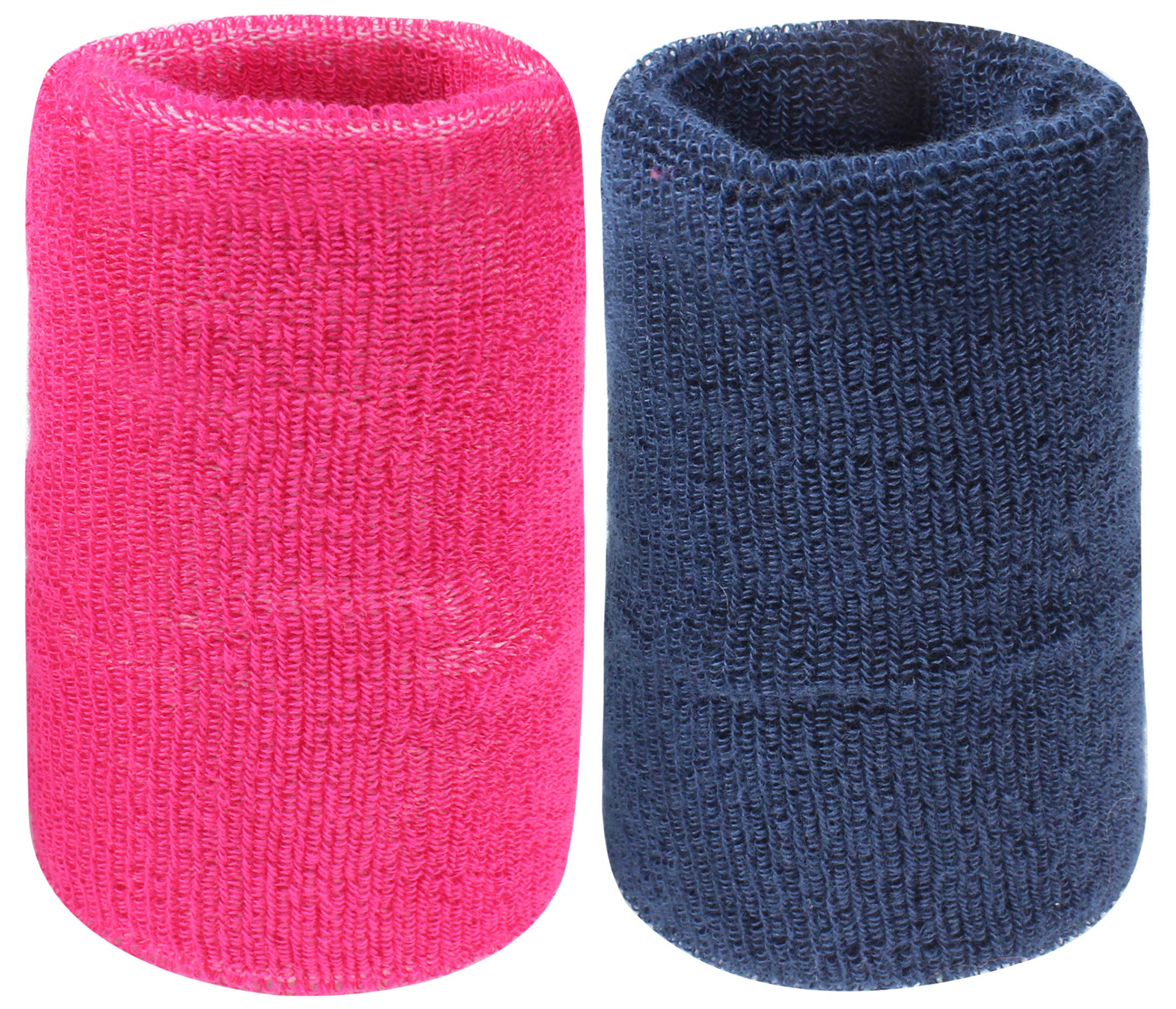 Neska Moda Unisex Pink and Navy Pack of 2 Cotton Wrist Band-image-44