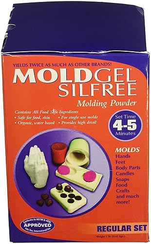 AM1R0101W MoldGel - Alginato de moldeo hipoalergénico para moldes de manualidades, 1 libra, 6.75 pulgadas de alto, 4.75 pulgadas de ancho, 4.75