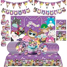Treasures Gifted Officially Licensed Club Squishmallows Party Supplies - Serves 16 Guests - Ultimate Set Squishmallows Birthday Decorations - Dinnerware, Banners, Cake Toppers, Backdrop