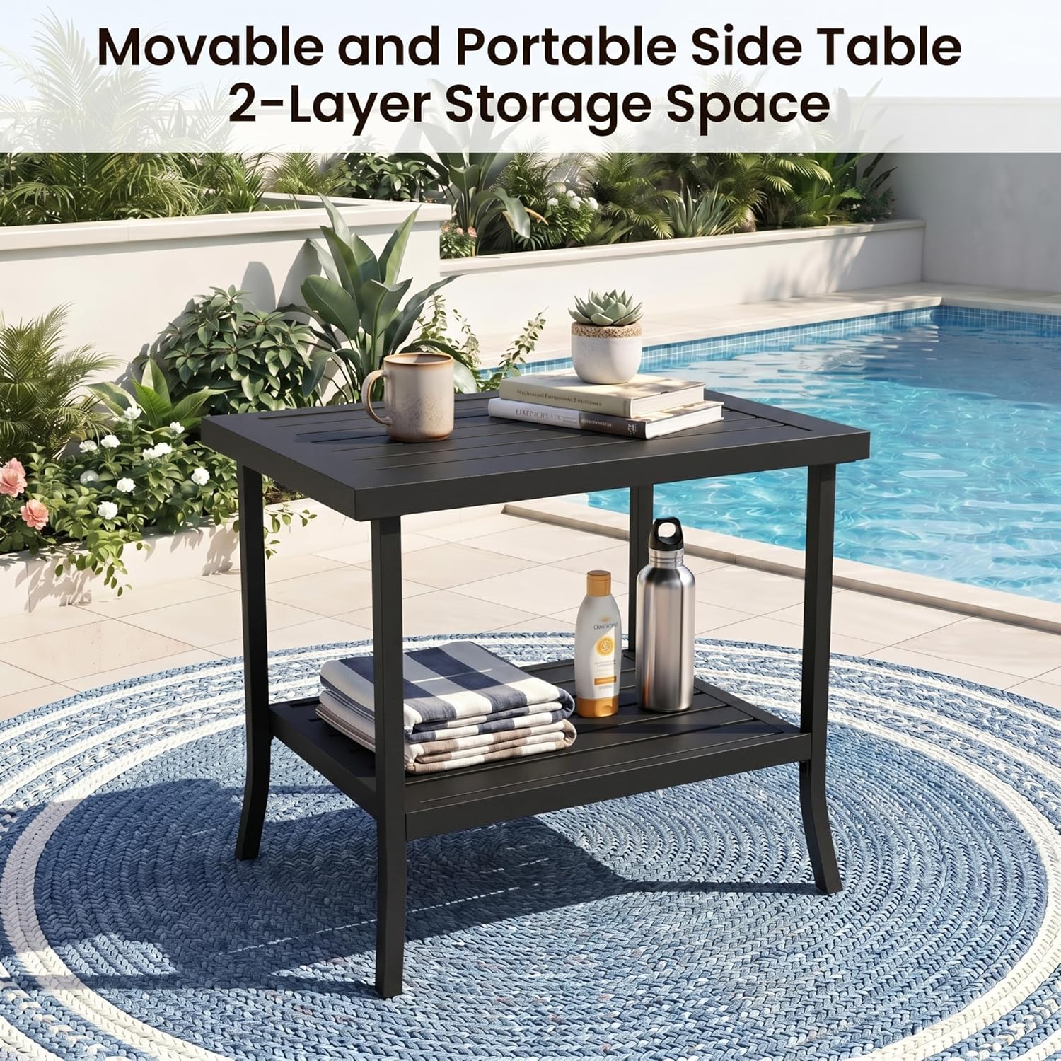 RoyalCraft 8-Pieces Outdoor Patio Furniture Set, Outdoor Metal Sectional Furniture with Cushions, Outdoor Conversation Seating Set with Coffee Table for Balcony, Backyard, Garden, Deck, Black