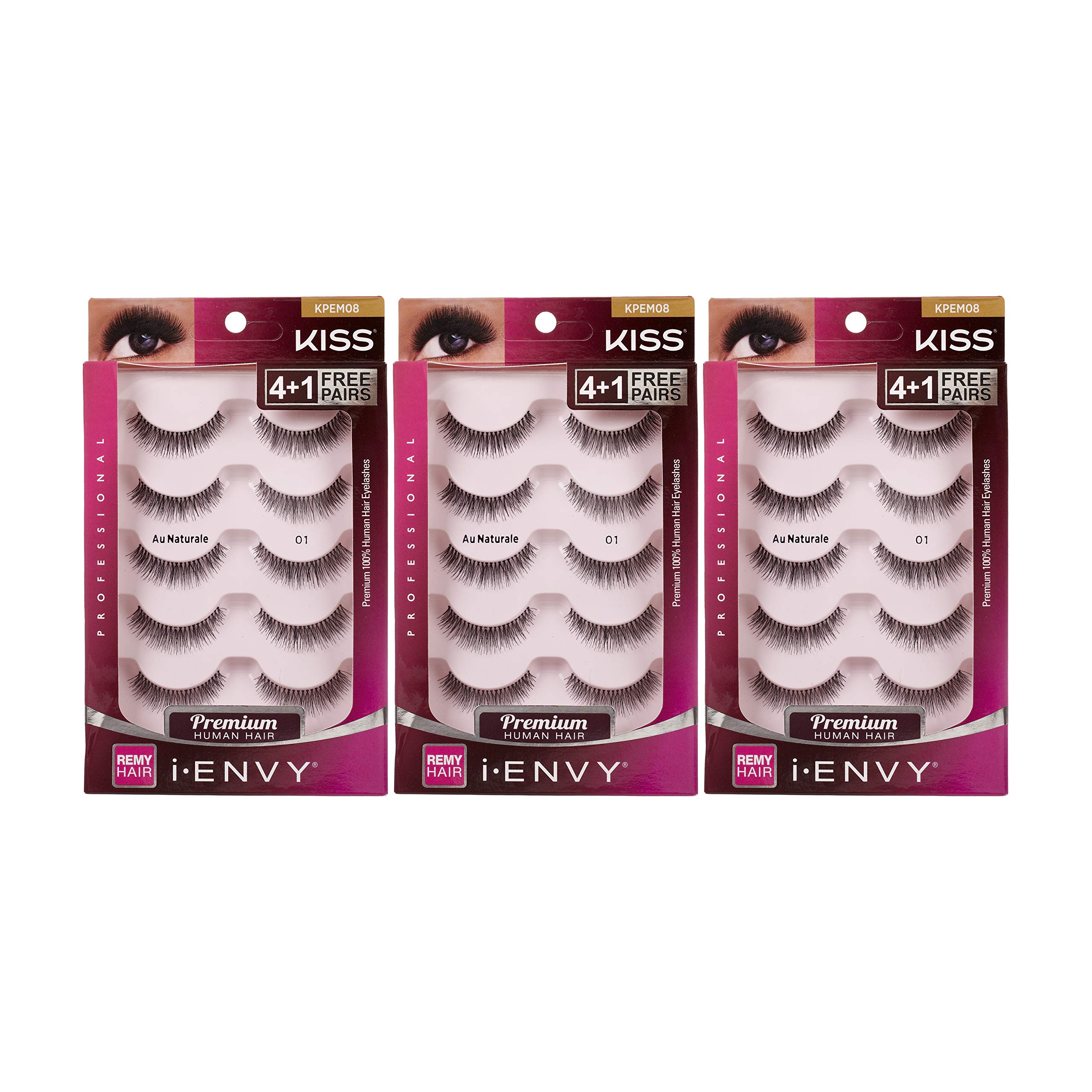 KISS I Envy Au Naturale 08 Value Pack 4+1 Lashes (3 Pack) Multi