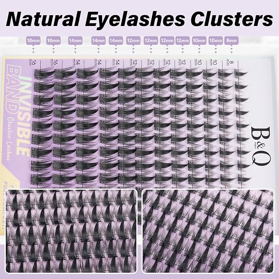 B&Qaugen Wispy Lash Clusters Invisible Band False Eyelashes Clusters Natural Cluster Eyelash Extensions 8-18mm Individual Lashes Extension DIY Soft Eyelash Clusters (Lash-Fairy Max-8-18mm)