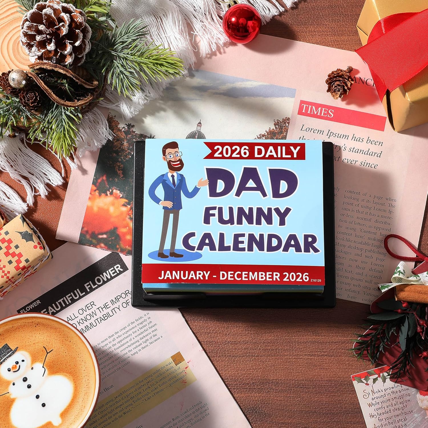 2026 desk calendar - dad calendar jokes, 5.91" x 4.92" dad fuuny calendars 2026 with 360+ daily jokes, funny gift for dad, gag gifts for white elephant, fuuny christmas gifts