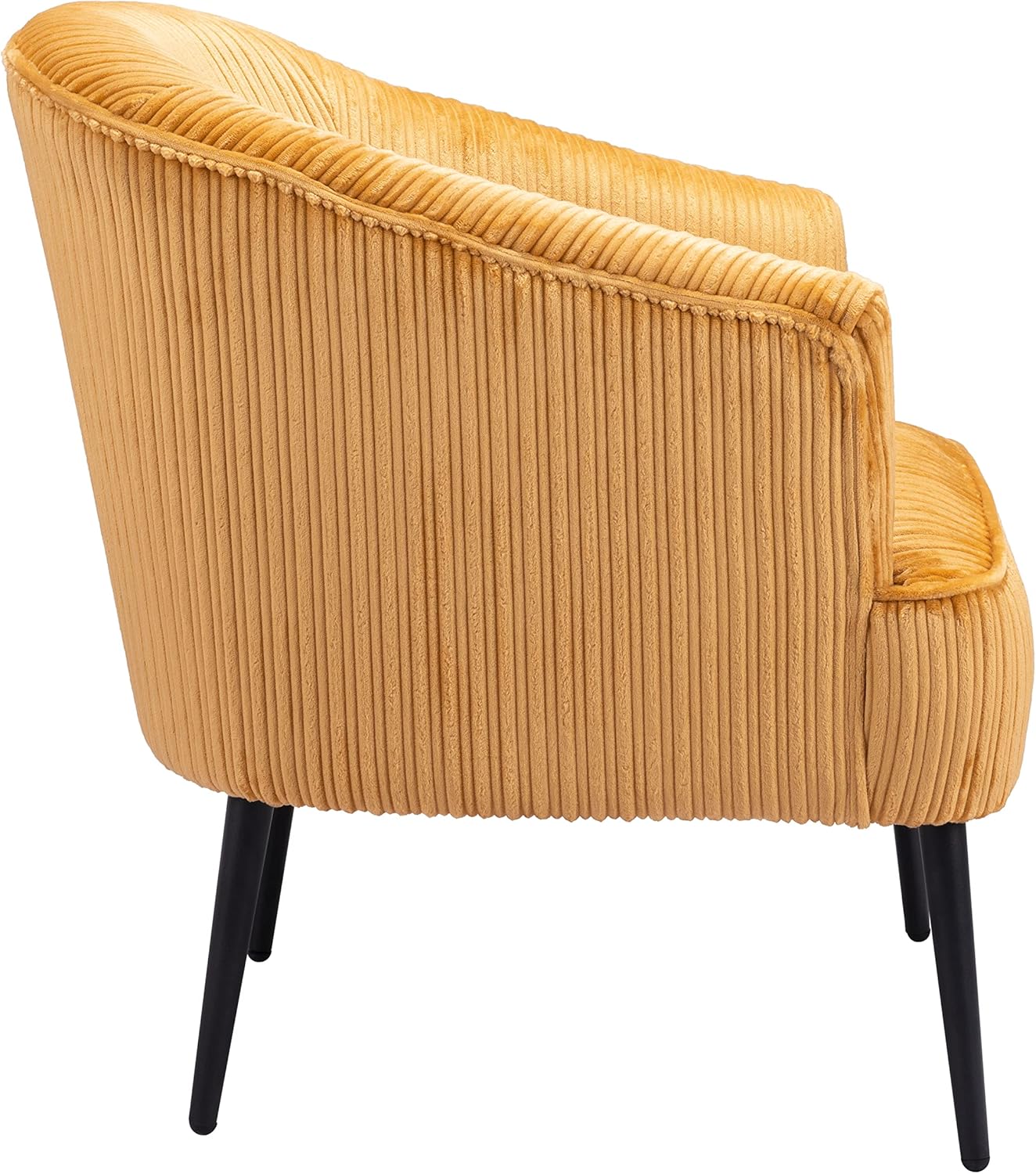 Sunbeam Yellow Velvet Barrel Accent Chair with Wood Legs