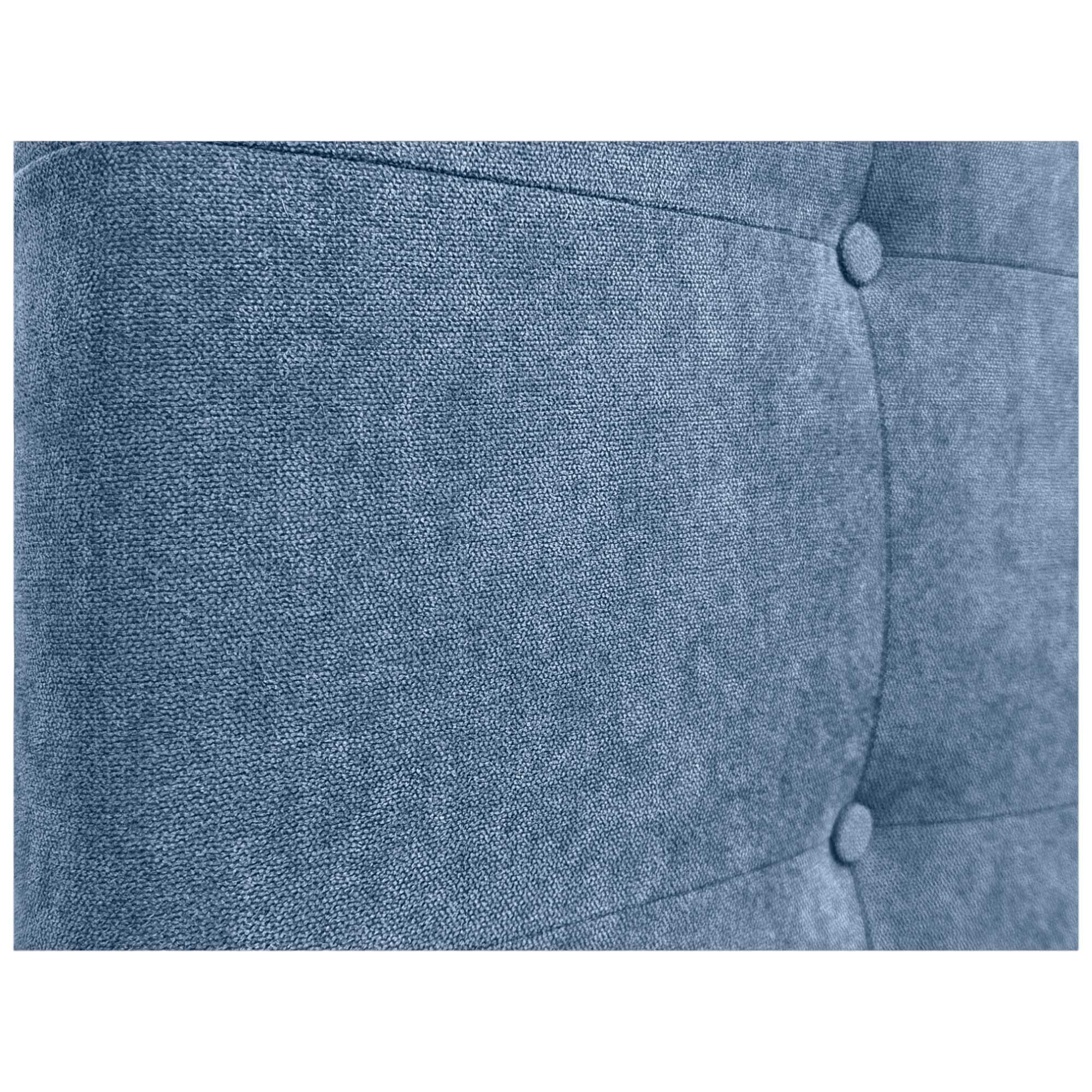DHOME Kopfteil Capitone gepolstert Kunstleder oder Stoff Acualine mit Kiefer Holzbeine 8cm dick Bett Kopfteile gepolstert gesteppt Capitone Bett Kopfteile (Stoff Blau, 135 (120/135))