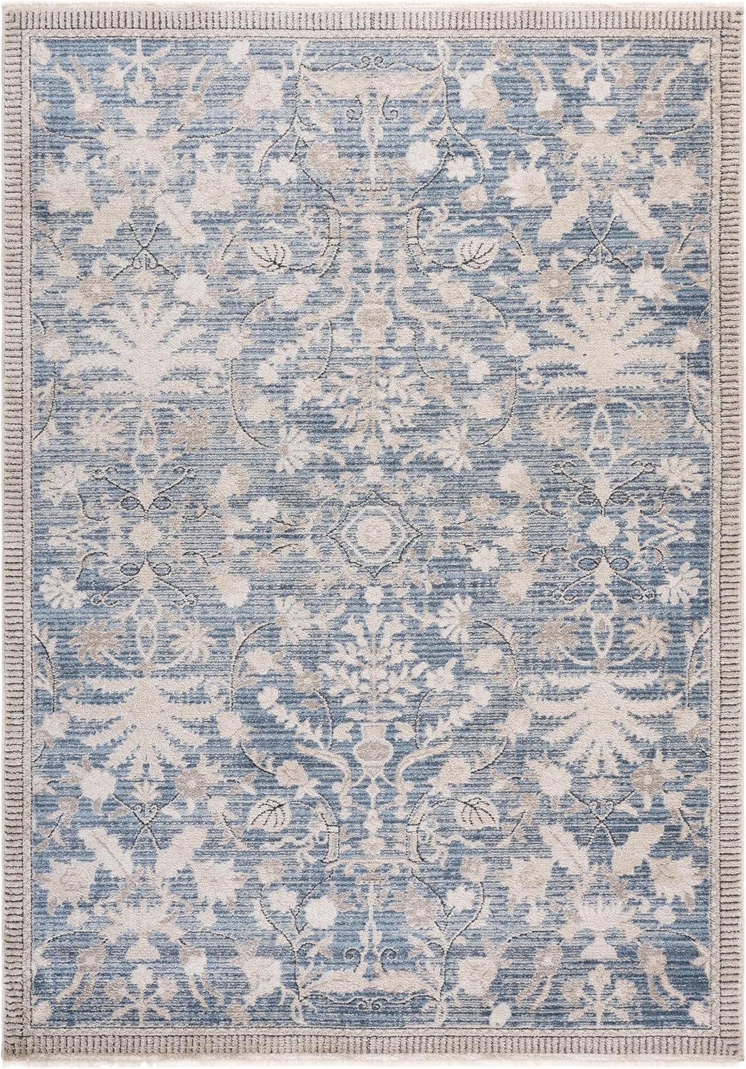 SAFAVIEH Grove Collection Area Rug - 6'7" Round, Blue & Ivory, Non-Shedding & Easy to Clean, Ideal for Living Room, Bedroom, Dining Space (GOV636M)