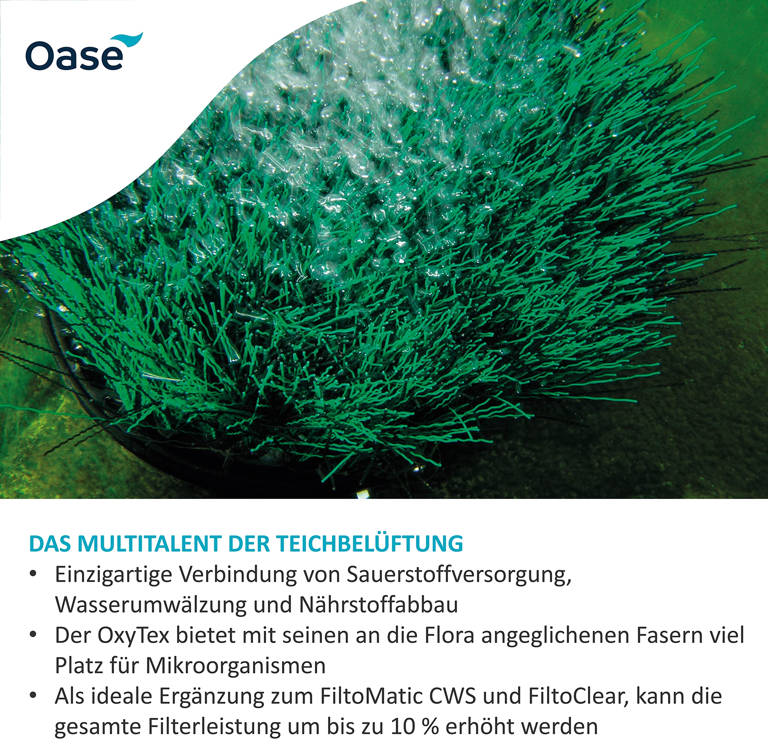 OASE 50443 Teichbelüfter OxyTex 400, Teichbelüftung, Sauerstoffversorgung, Belüftungspumpe, Filtermedium